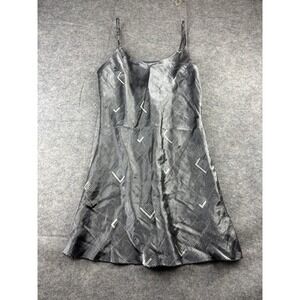 VTG Lady Pirola Women's L Silver Geometric Metallic Mini Slip Dress Lingerie